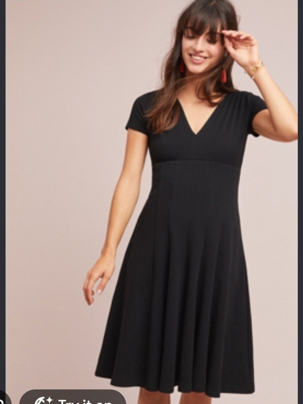 Anthropologie Black V-Neck Fit & Flare Dress